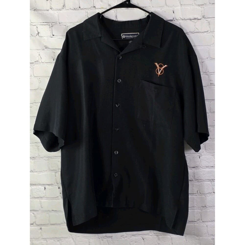 Weekender Limited Edition Men's Large Black Button Down Poker Shirt