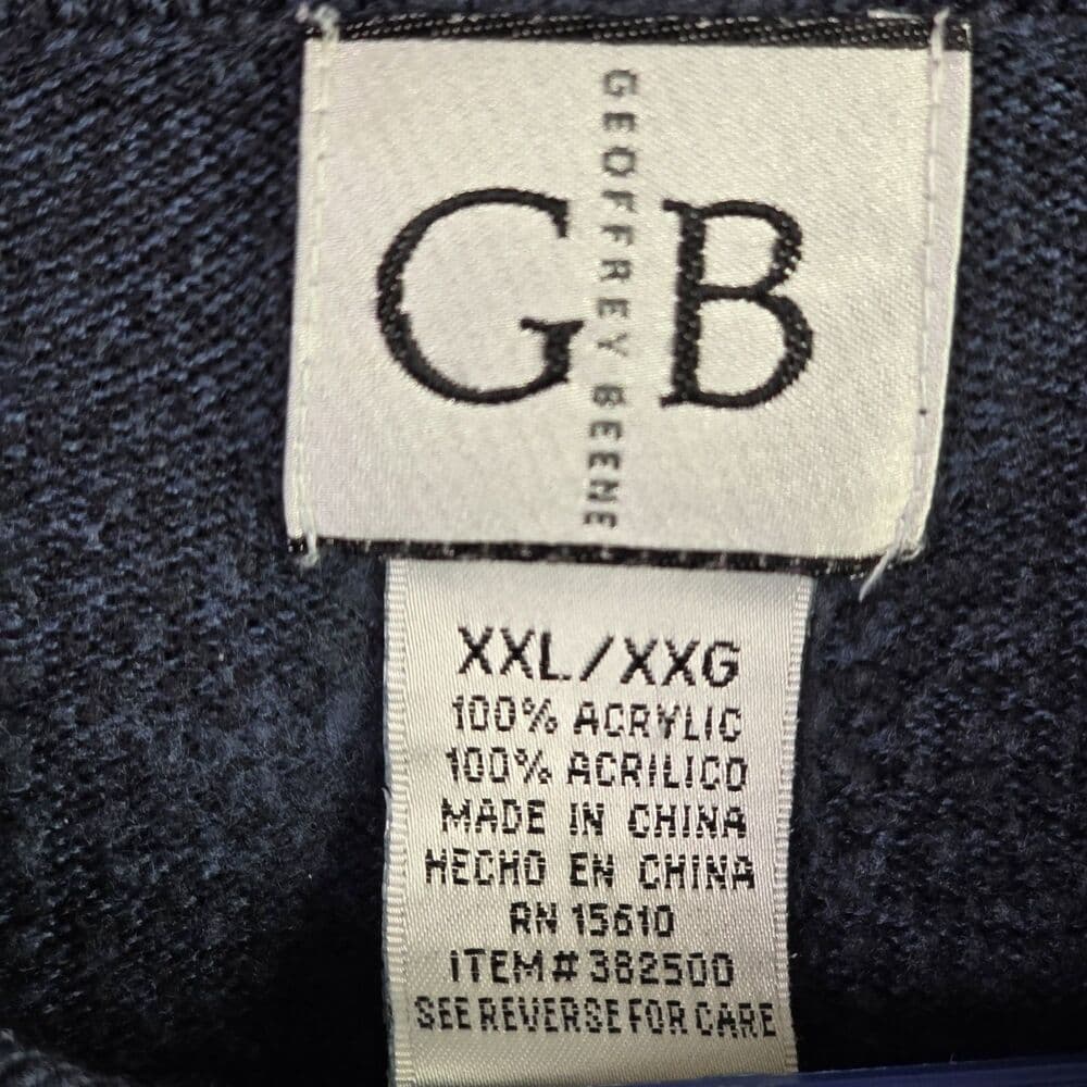 Geoffrey Beene Men’s XXL Blue Knit Long-Sleeve Acrylic Sweater