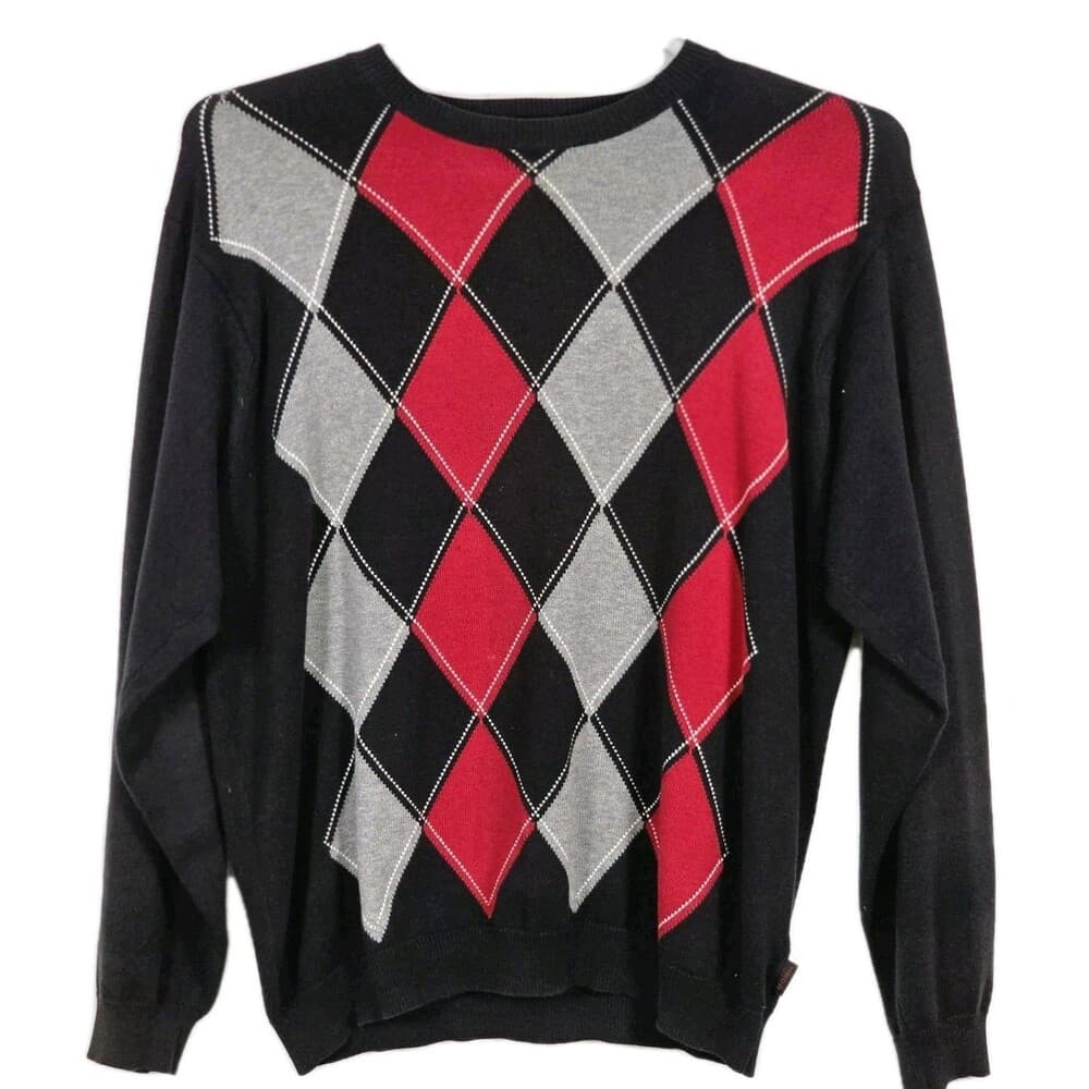 Izod Women's Medium Harlequin Long Sleeve Sweater
