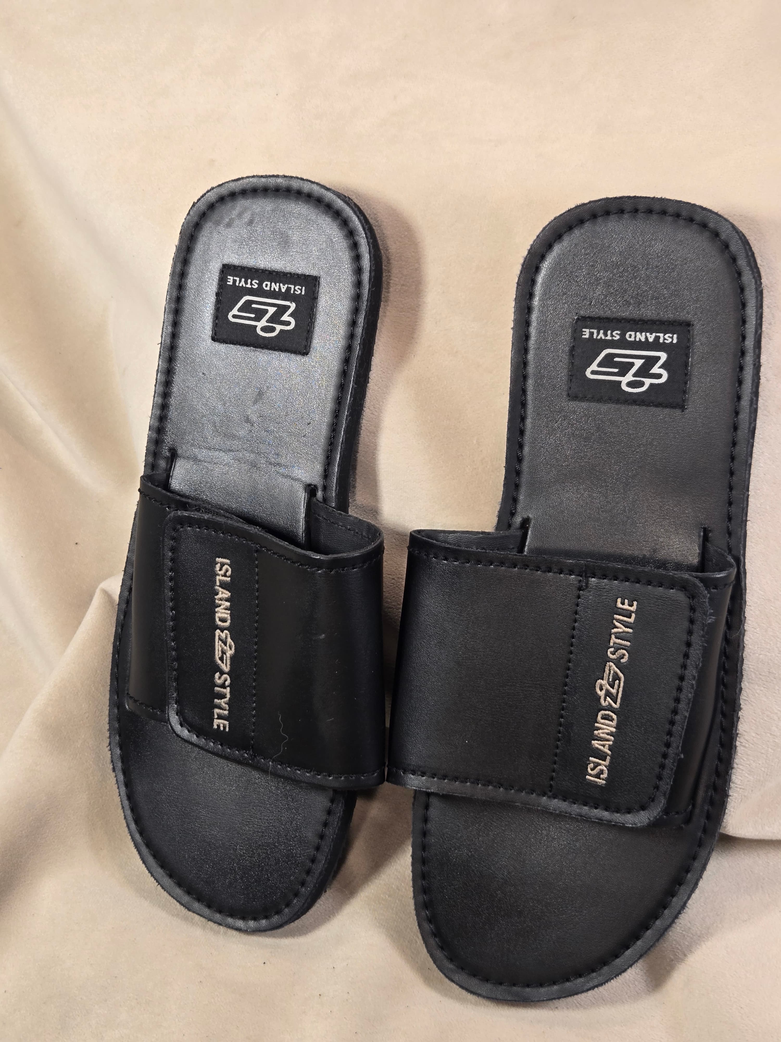 Island Style Black Slide Sandals