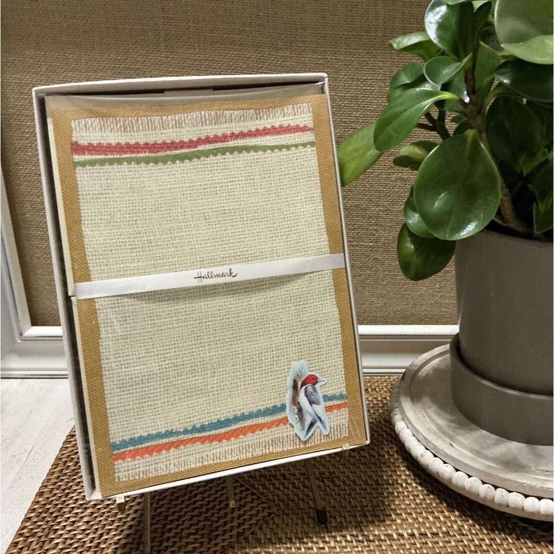 Vintage Hallmark Stationery Set - Country Weave NOS Sealed