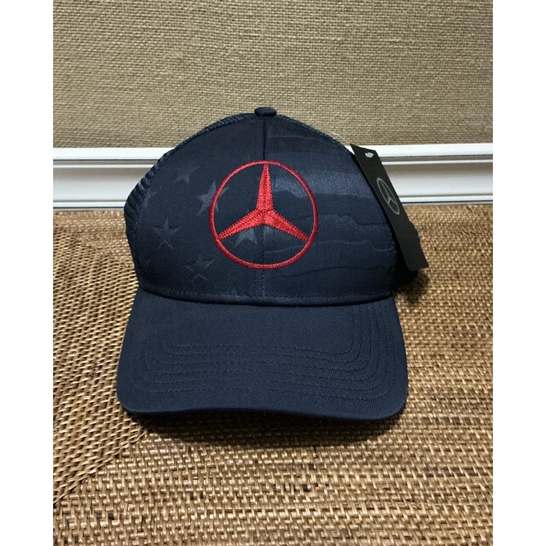 Mercedes Benz Official Blue Baseball Cap W/Starts And Red Emblem Adjustable NWT