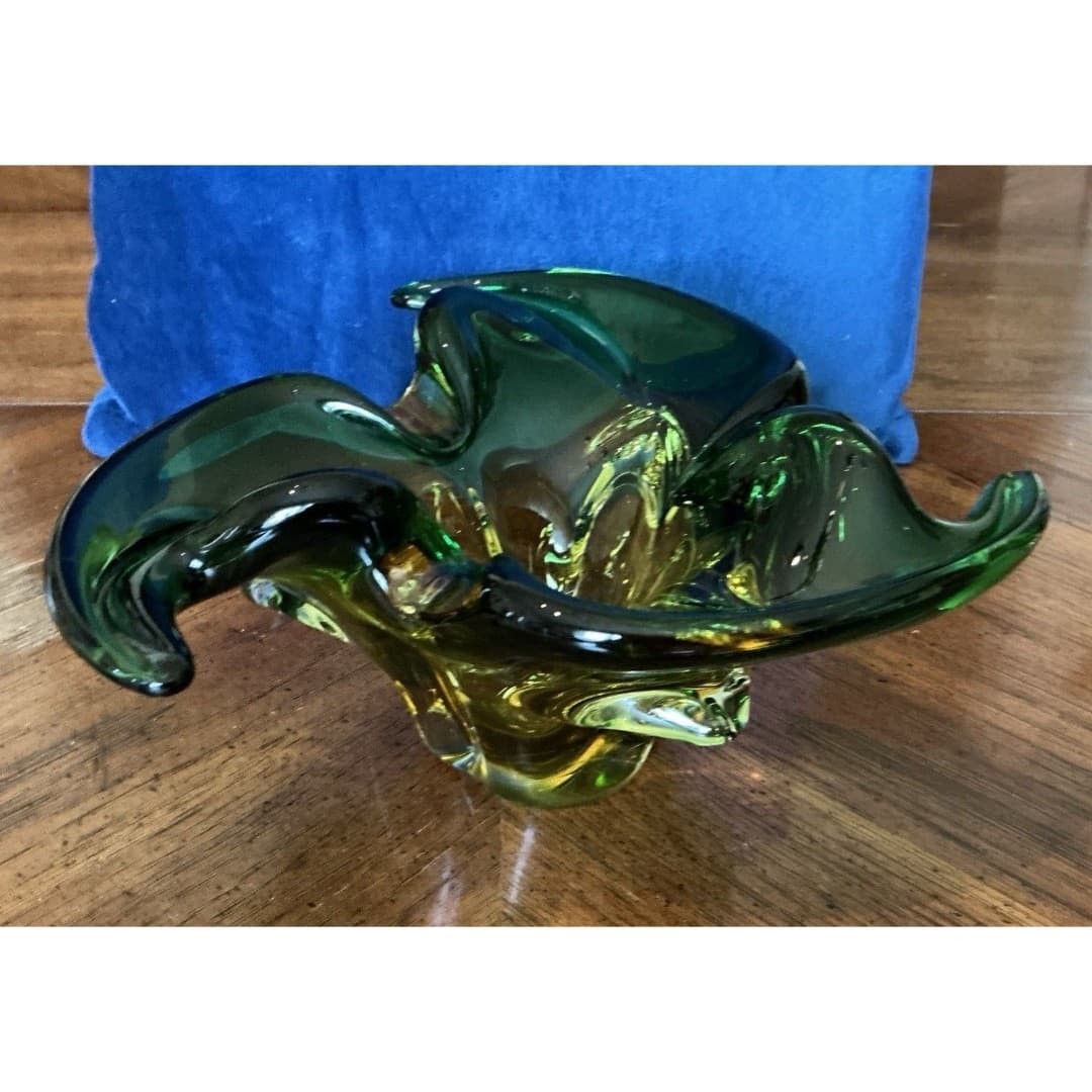 Vintage MCM Venetian Murano Alfredo Barbini Glass Bowl Dish