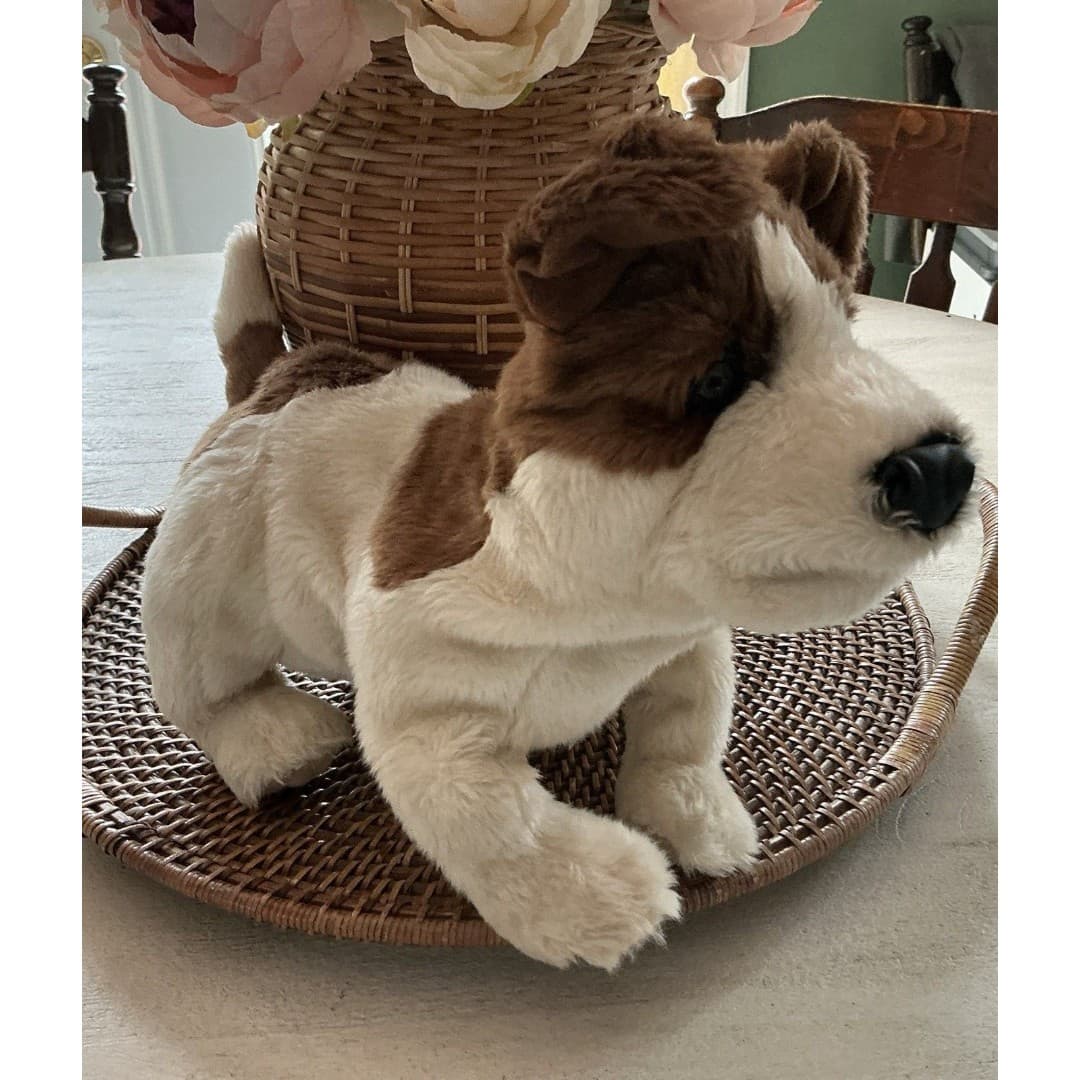Folkmanis Brown & White Jack Russell Dog Hand Puppet Plush 14”