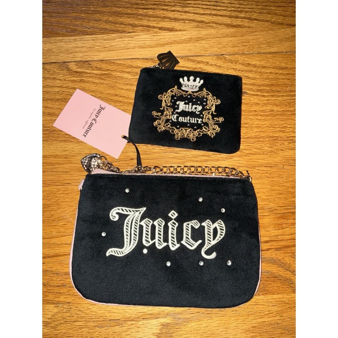 Juicy Couture 2-Piece Wristlet Set with Coin Purse - Black Velvet