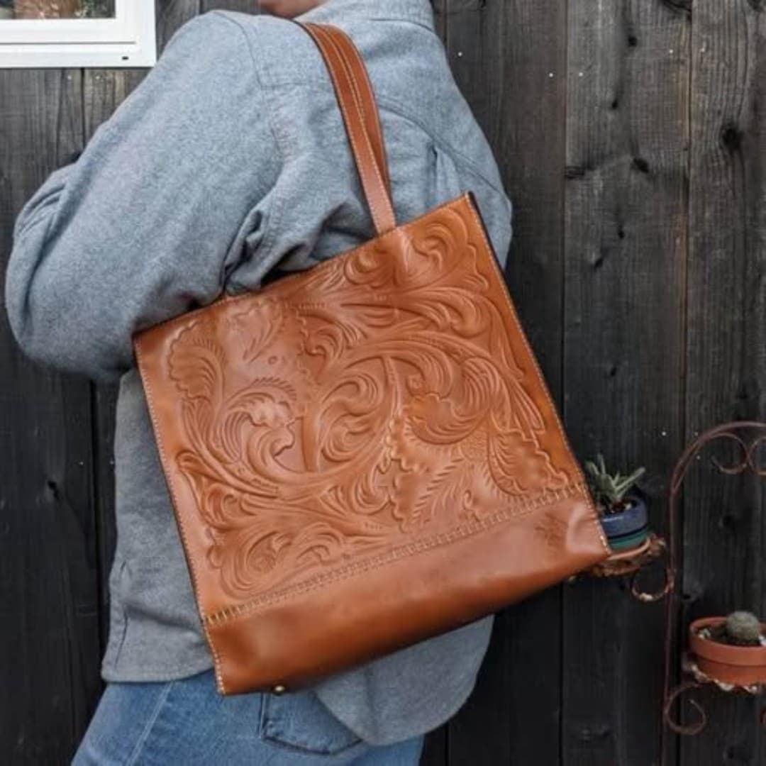 Patricia Nash Toscana Brown Embossed Tote Handbag