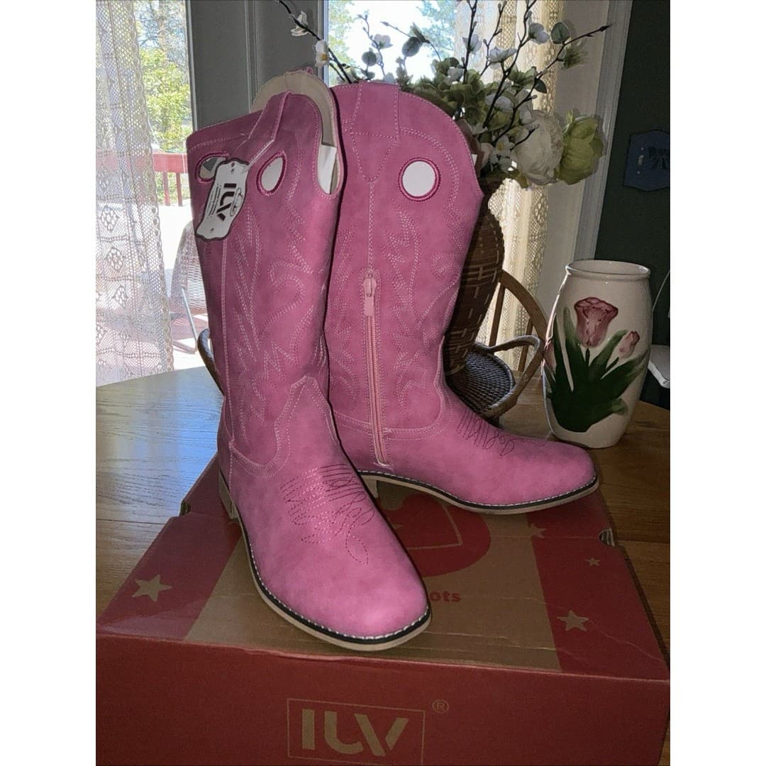 IUV Cowboy Boots Knee High Pink Pony Club Western Cowgirl Girls/Women Sz 5 NIB