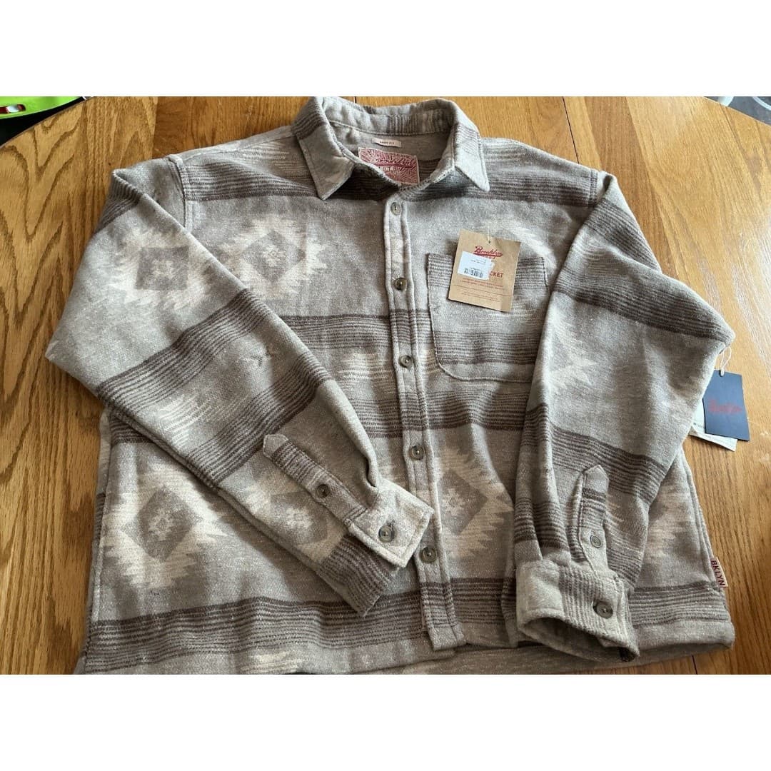 Brooklyn Cloth The Shacked Mens L Southwestern Tan Boxy Fit Oversized NEW