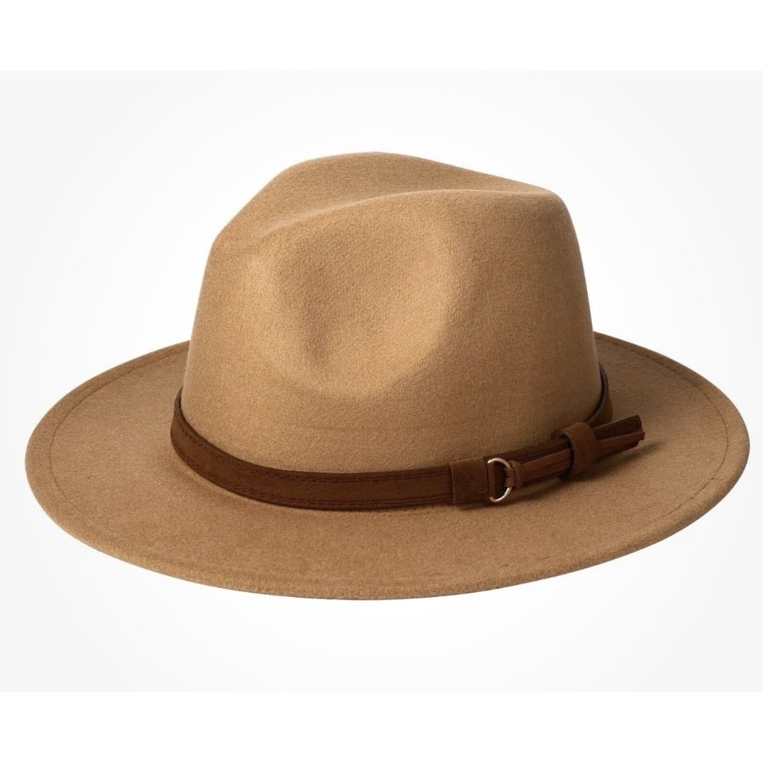 Lanzom Kids Fedora Camel Boy Girls Felt Hat Wool Blend Panama Cap Buckle NEW