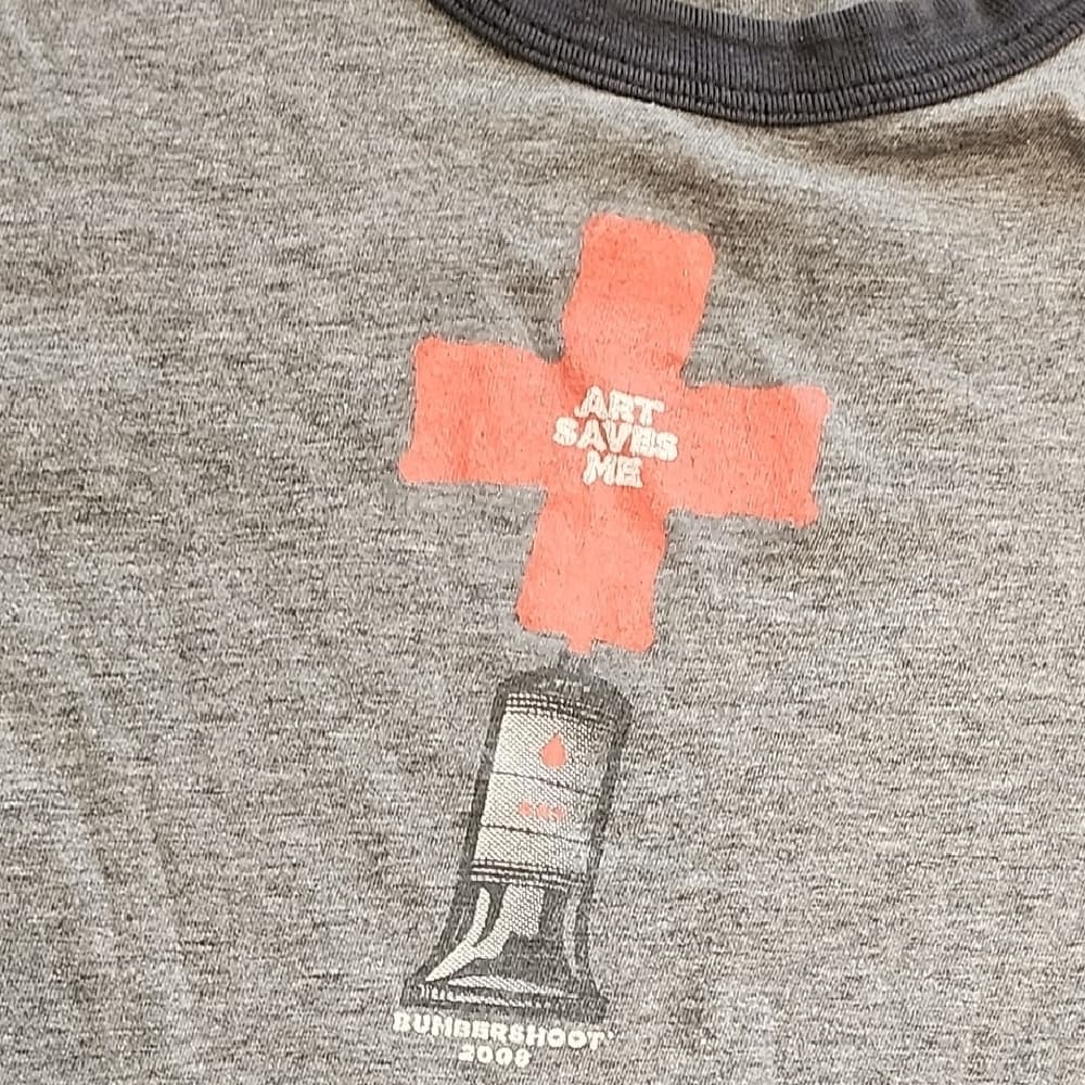 Gray Graphic Bumbershoot Seattle 2008 Art Saves Casual Tee Unisex