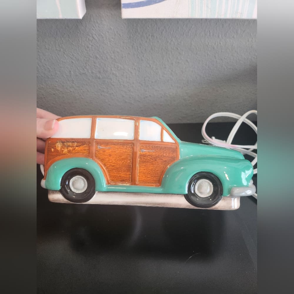 Retro Mint Green Ceramic Car Scentsy Wax Warmer Missing Top