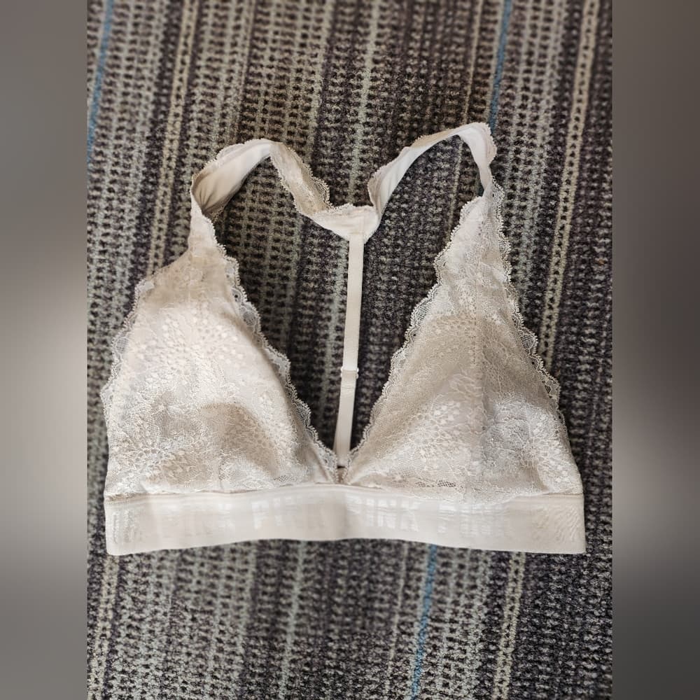 PINK Victoria's Secret Cream Lace Bralette
