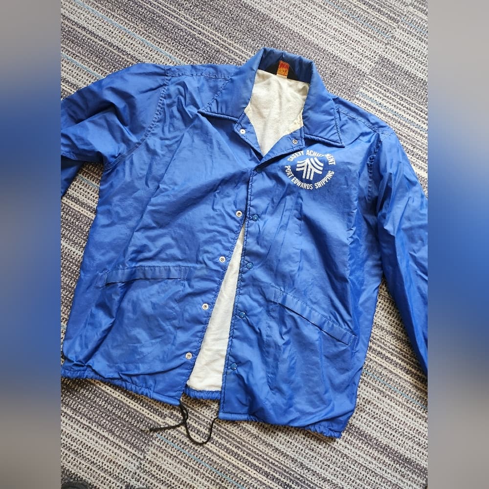 Vintage Pla-Jac by Dunbrooke Blue Nylon Work Wear Windbreaker With Logo