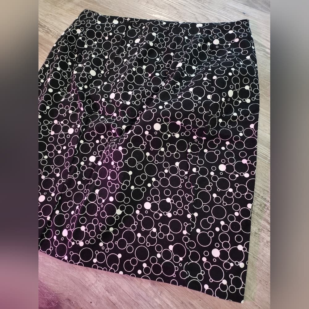 Y2K Briggs Black and White Circle Pattern A Line Skirt USA Made