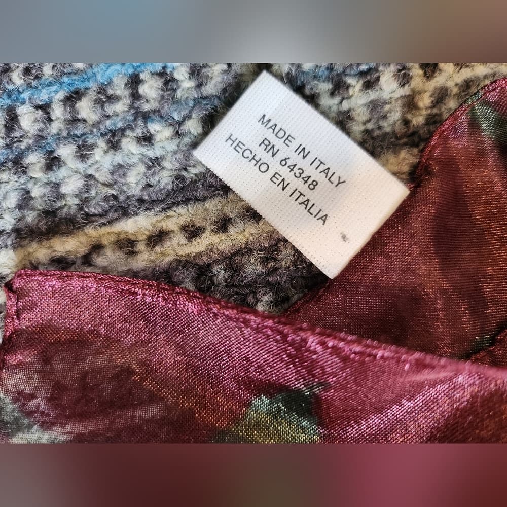 Plumb Color Floral Italian Made Scarf