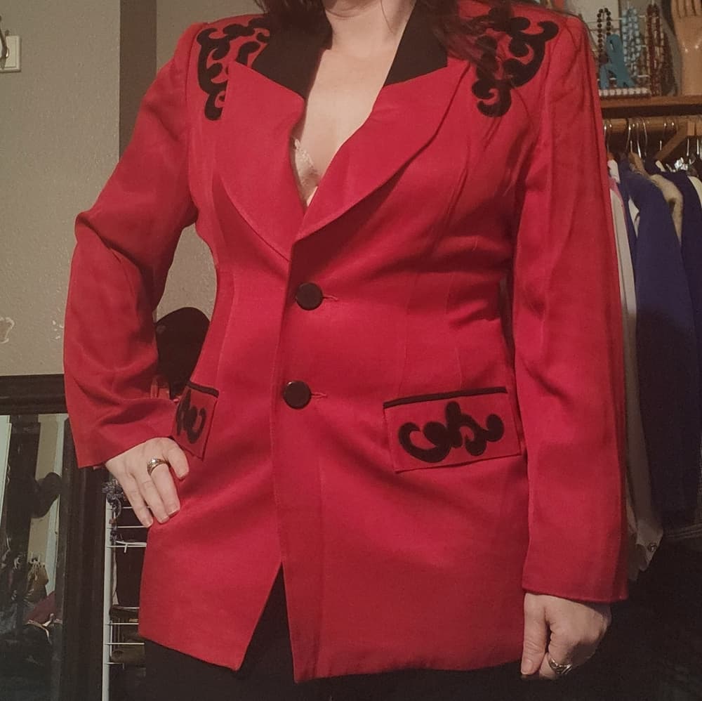 Vintage Red and Black Solini New York 80s Blazer Made in USA