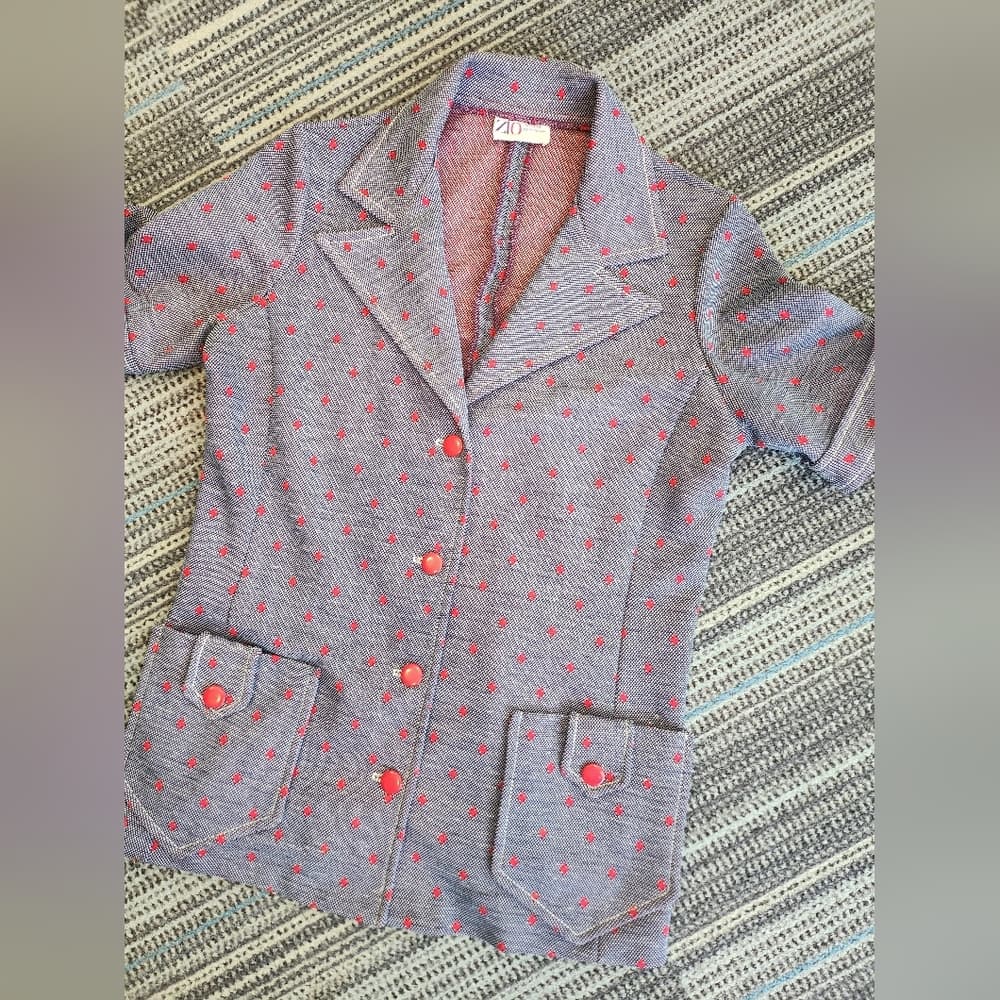 Cute Vintage 1990s or Y2K Red and Purple Zio Blazer with Pockets