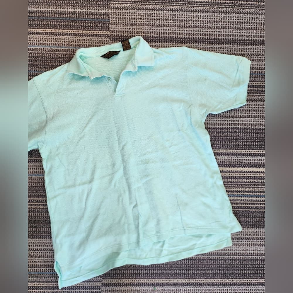 Vintage Eddie Bauer Light Turqiouse Polo Style Shirt Made in USA