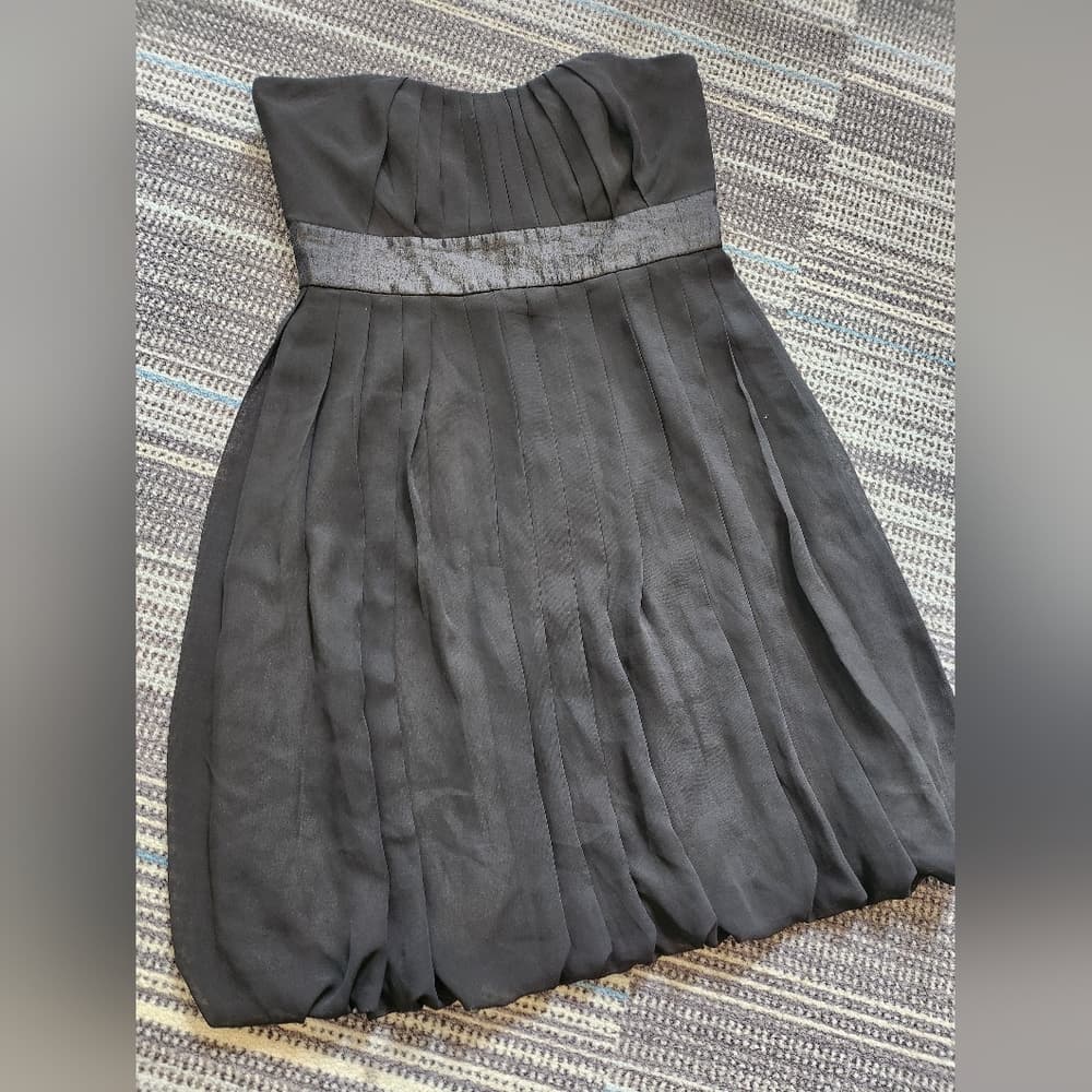 White House Black Market Black Pleated Strapless Baby Doll Dress
