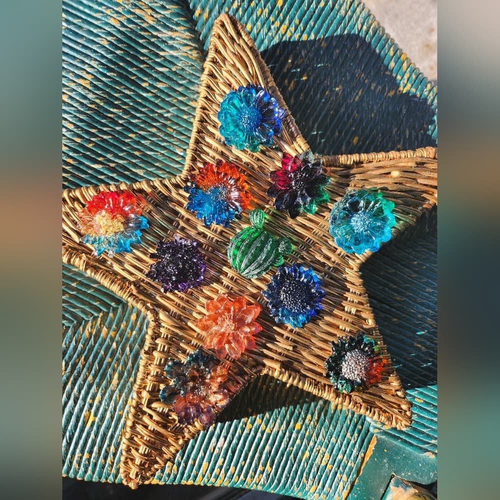 11 Handmade Resin Flower Strong Fridge Magnets Very Colorful