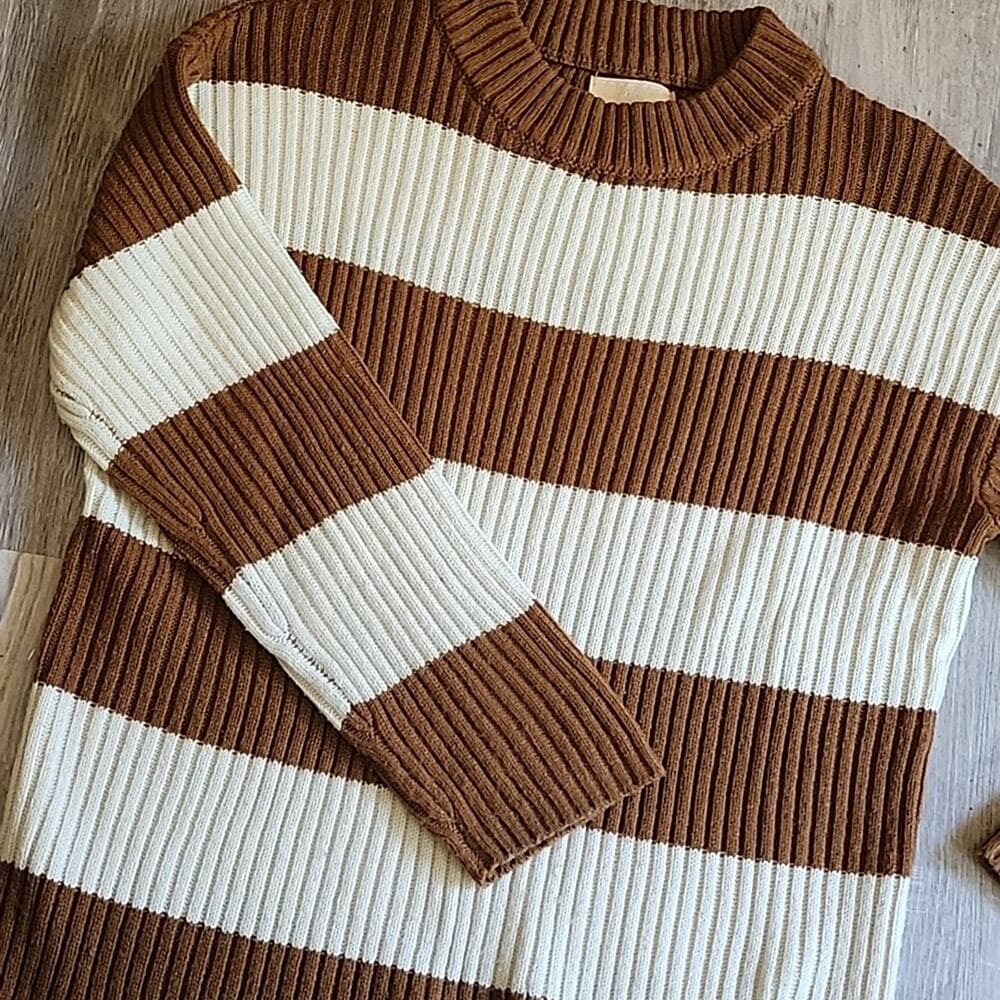 Love For Humanity Brown and Ivory Striped Sweater