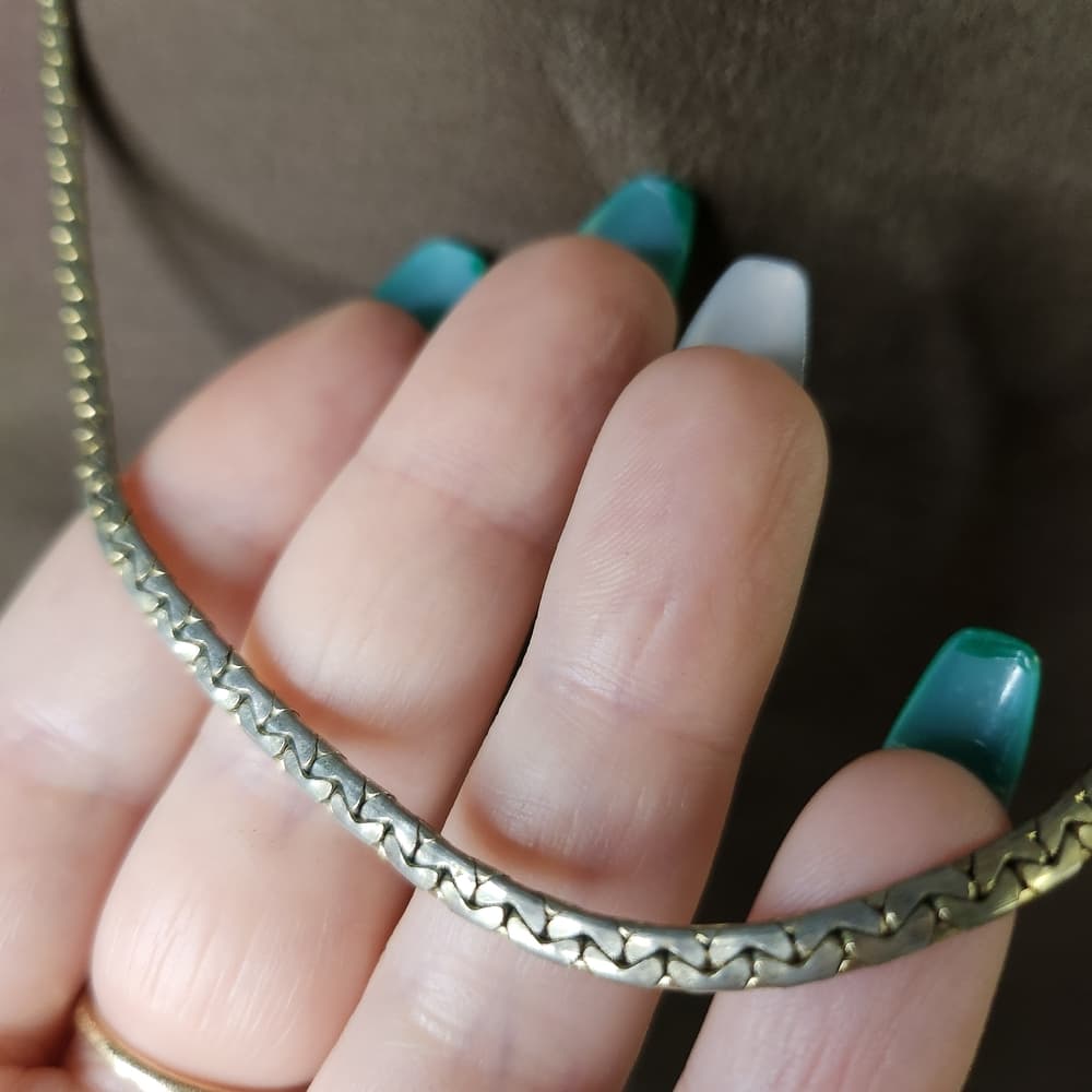 Vintage Park Lane Gold Tone Herringbone Chain Necklace | Classic 90s Minimalist
