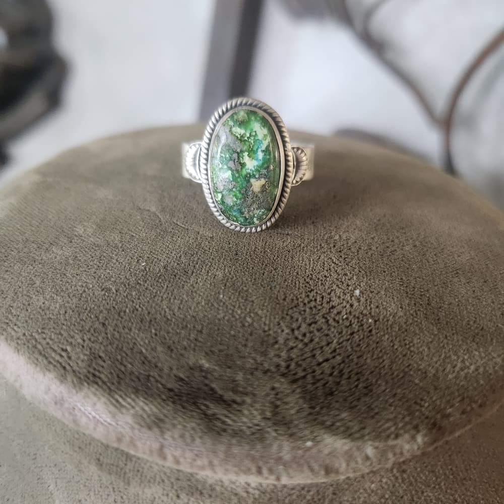Sonoran Gold Turquoise Sterling Silver Ring | Southwestern Celestial Style