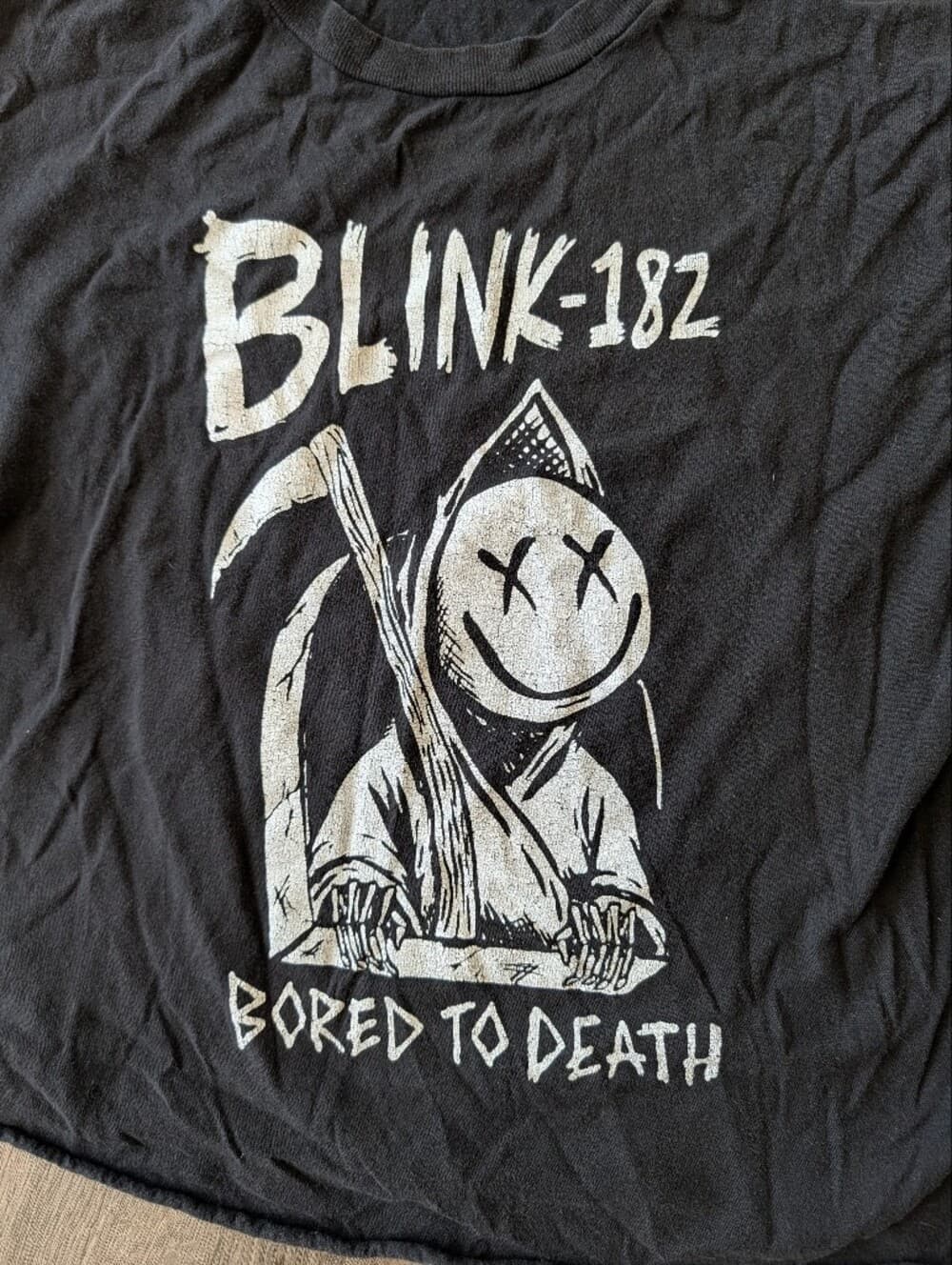 Blink-182 Black Graphic 2016 Concert Tee Cropped - Bored to Death Tour
