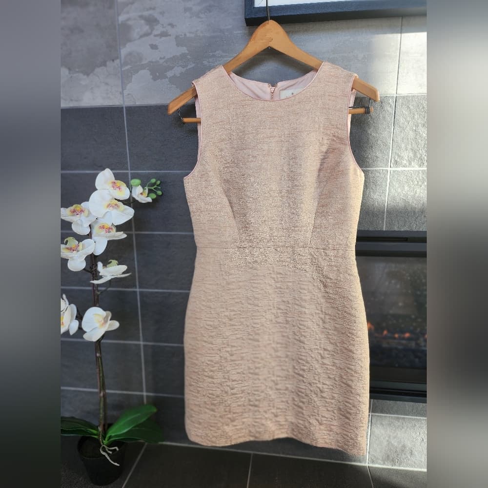kate spade Light Pink Textured Rose Gold Accent Sleeveless Sheath Dress