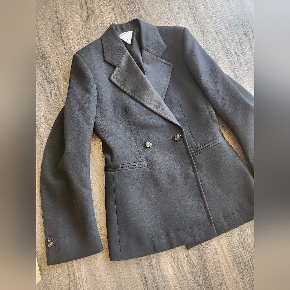 Bottega Veneta Black Compact Wool Double Breasted Blazer
