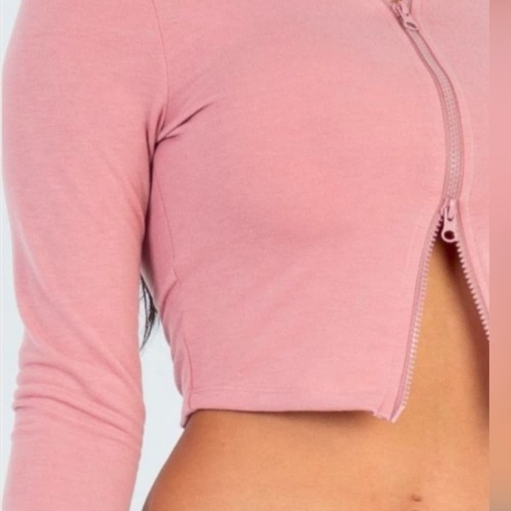 Gray French Terry Women's Cropped Zip Up Hoodie