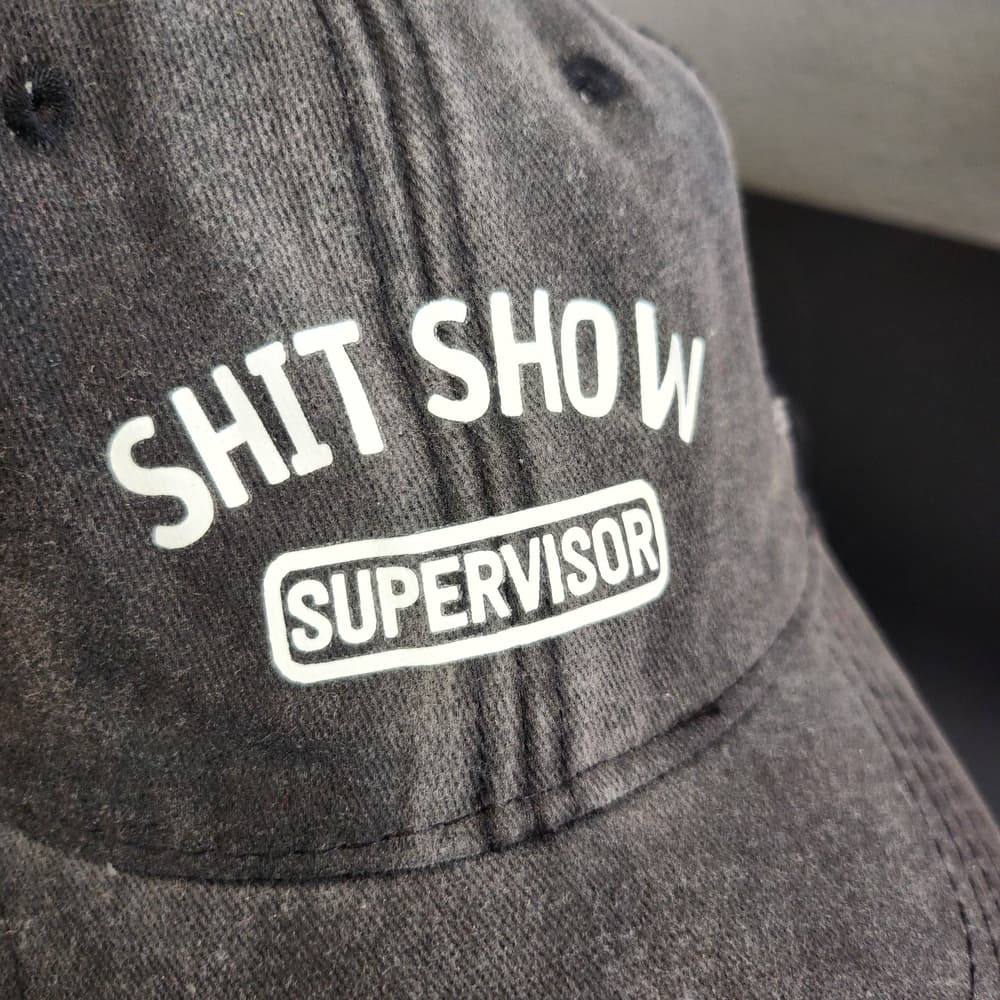Black and Pink Distressed Classic Caps $hit show Supervisor Funny Gift