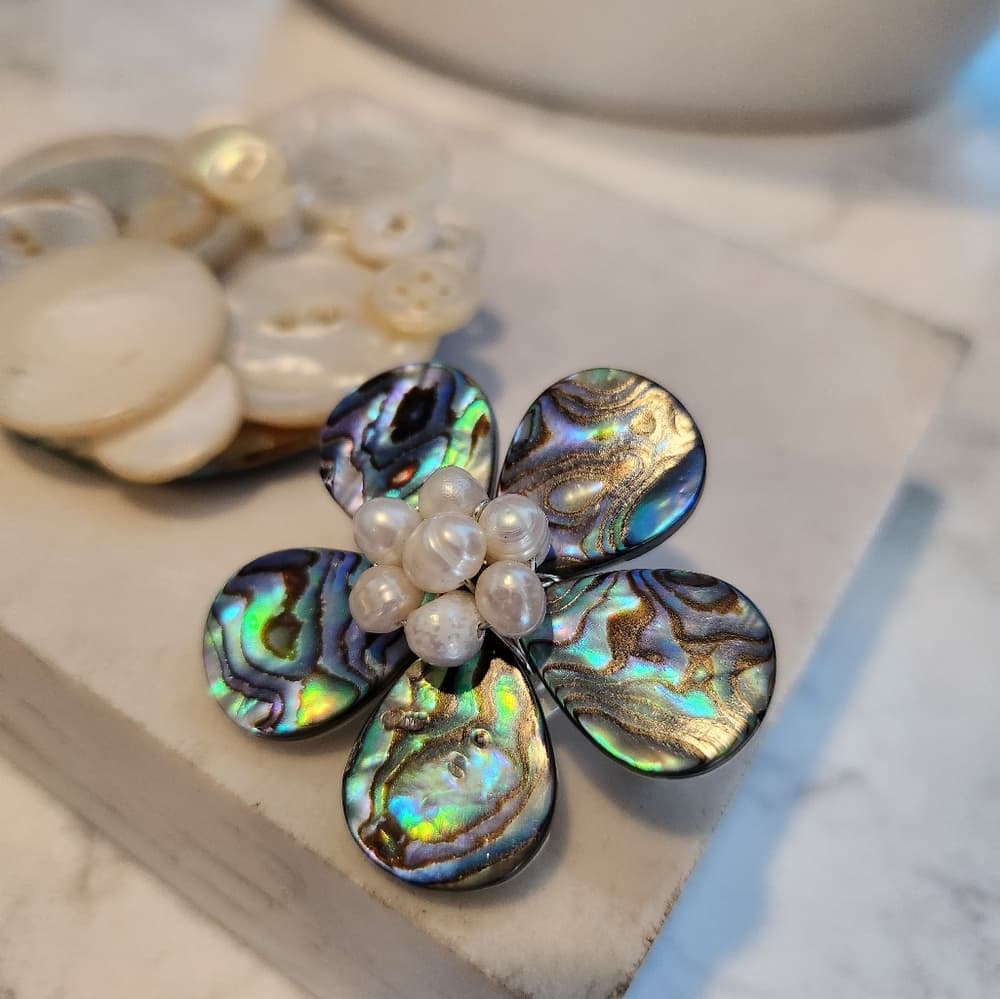 3 Shell Abalone and Mother Of Pearl Handmade and Craved Dove Brooch Lot
