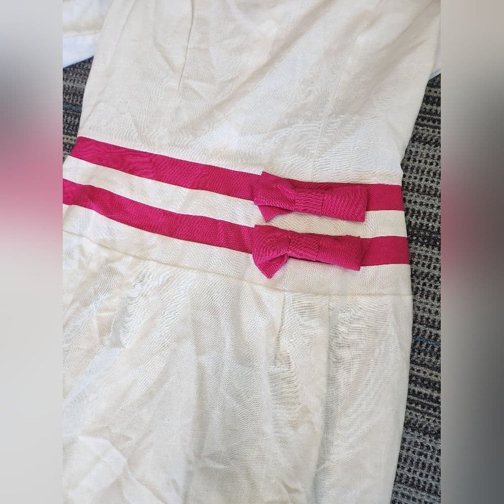 Vintage 1980s White and Pink Bow Tie Dress
