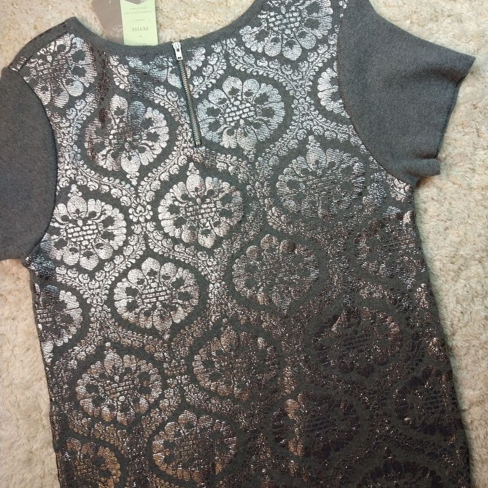 Grey and Silver Anthropologie Moth Knit top