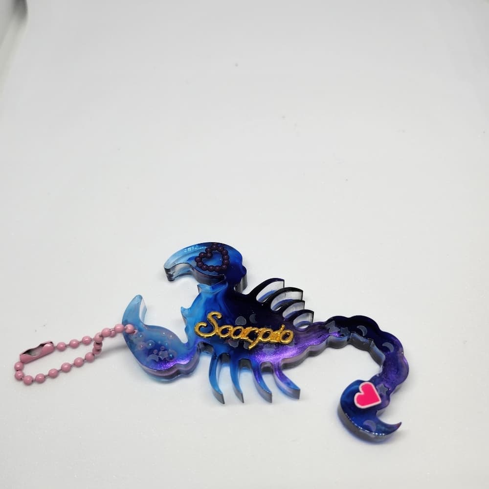 3 For 10 Sale Handmade Resin Scorpio Key Chain Purple Pink Shimmer