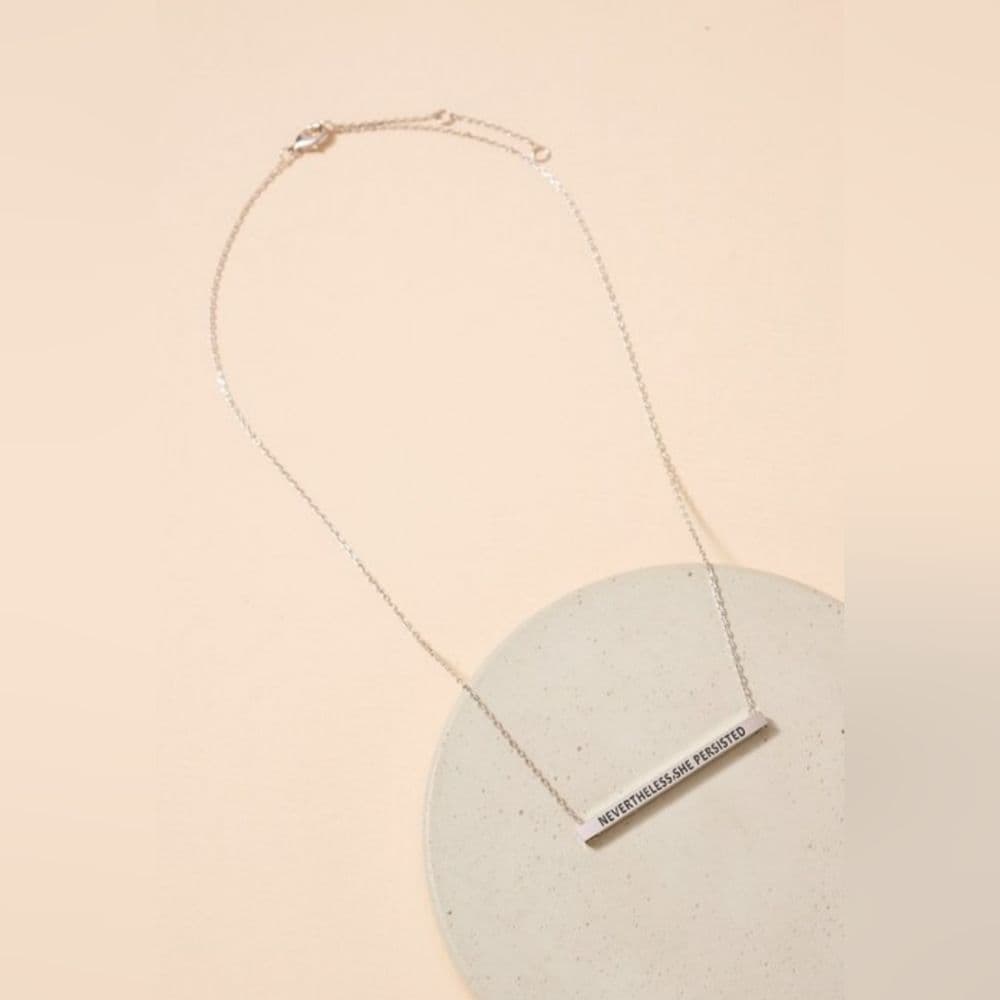 Nevertheless She Persisted Motivational Bar Charm Princess Choker Necklace