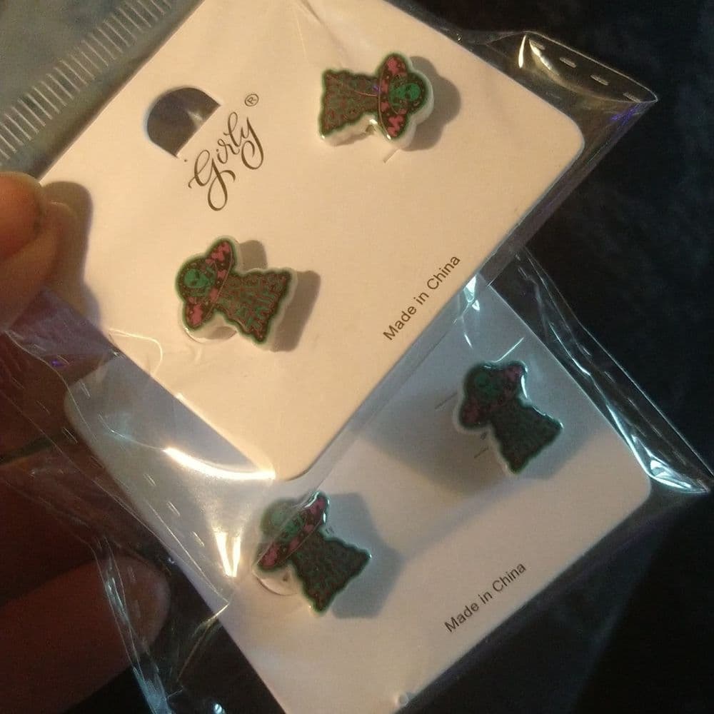 No Bad Trips Tiny Space Ship Alien Acrylic Stud Earrings