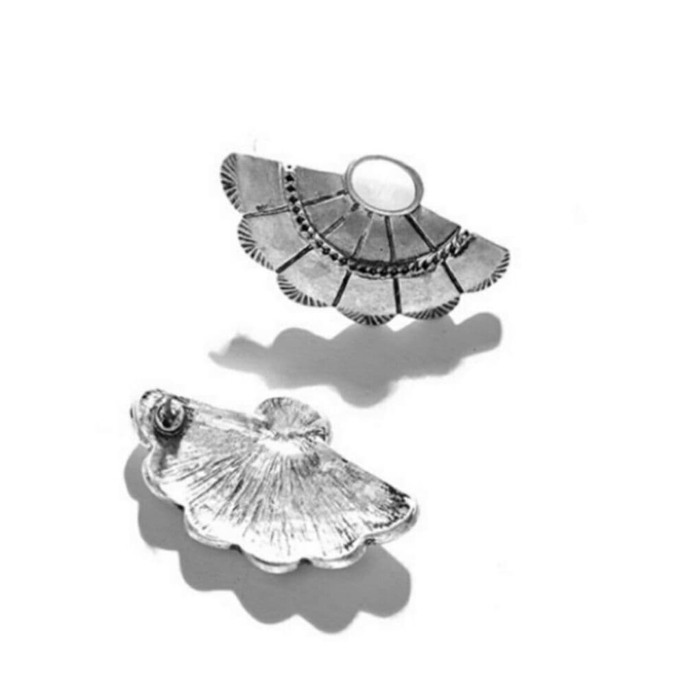 Silver Mother of Pearl Shell BOHO Fan earr…