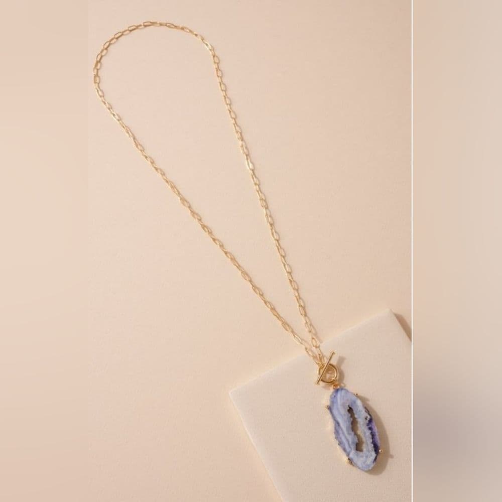 Awesome Long Resin Crystal Geode Agate Pendant Necklaces