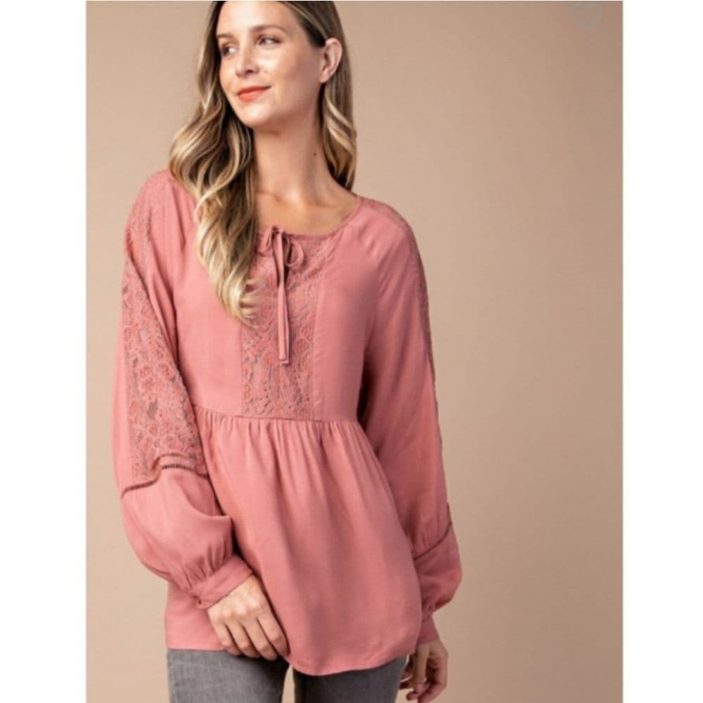 Pretty Rosewood Fabric Peplum Blouse