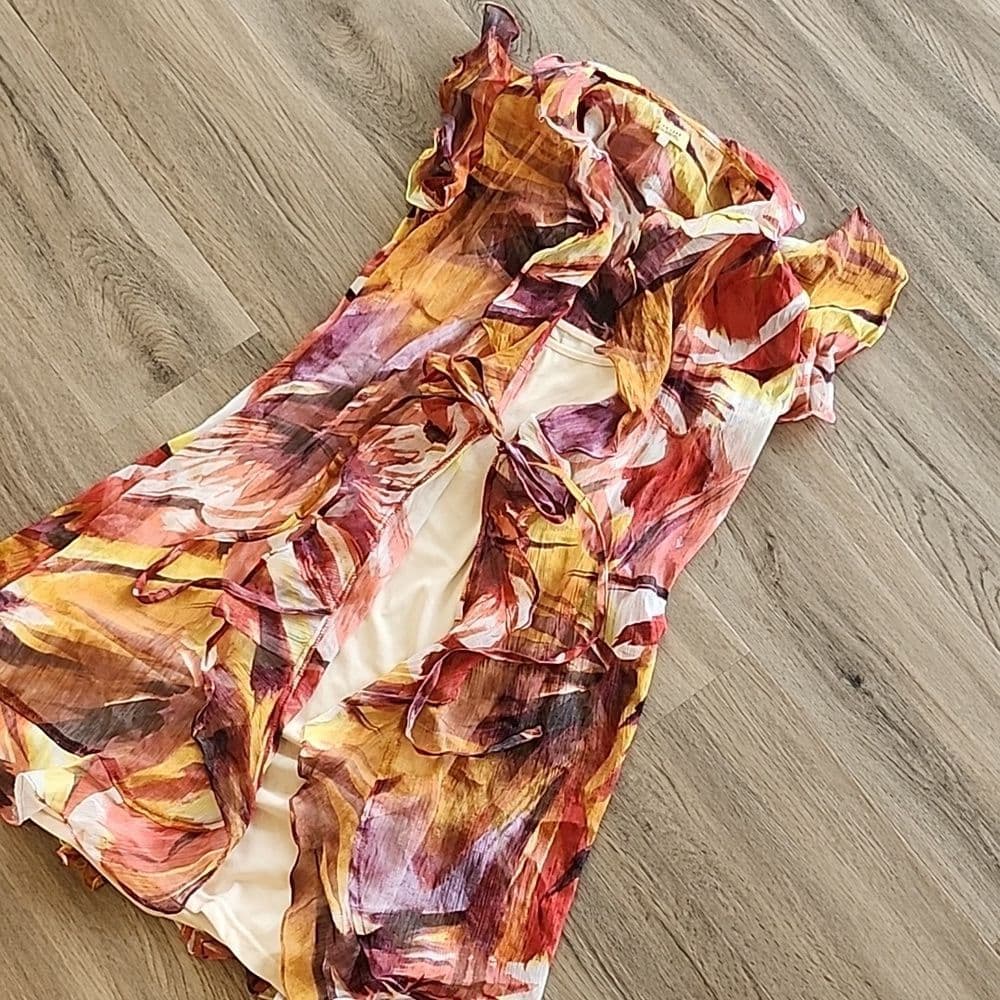 Vintage Two Piece Piko 1988 90s Y2K Dress With Floral Wrap