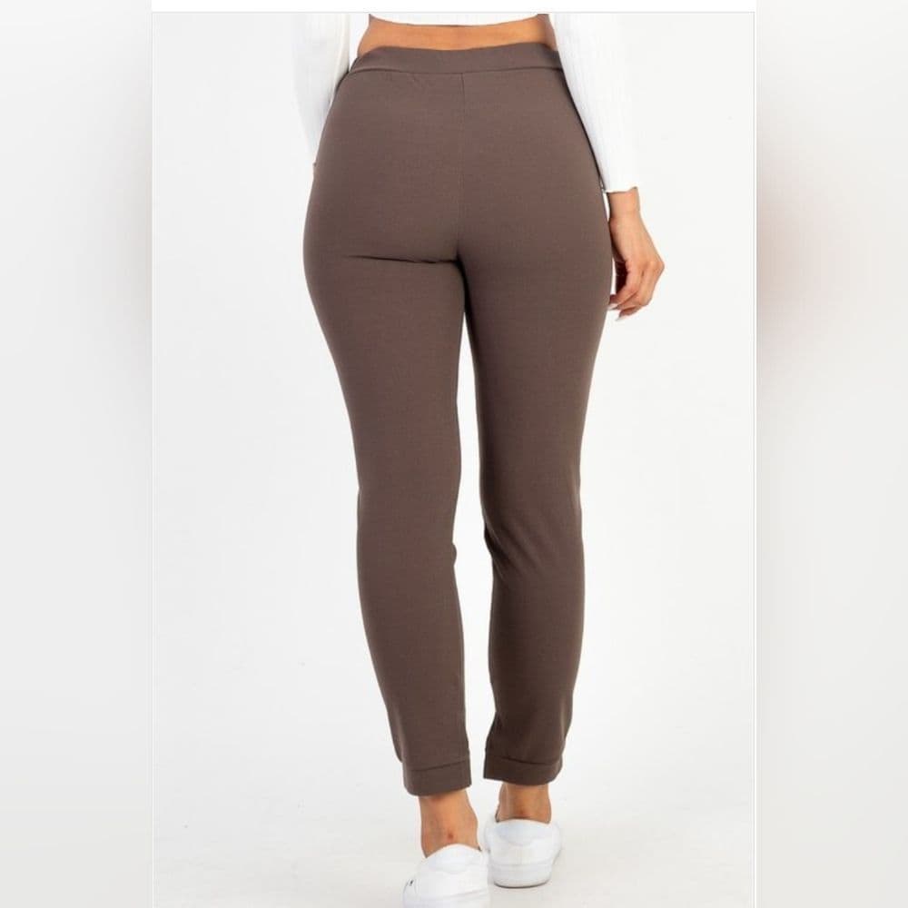 Black Stretch High Waist Casual Work Pants