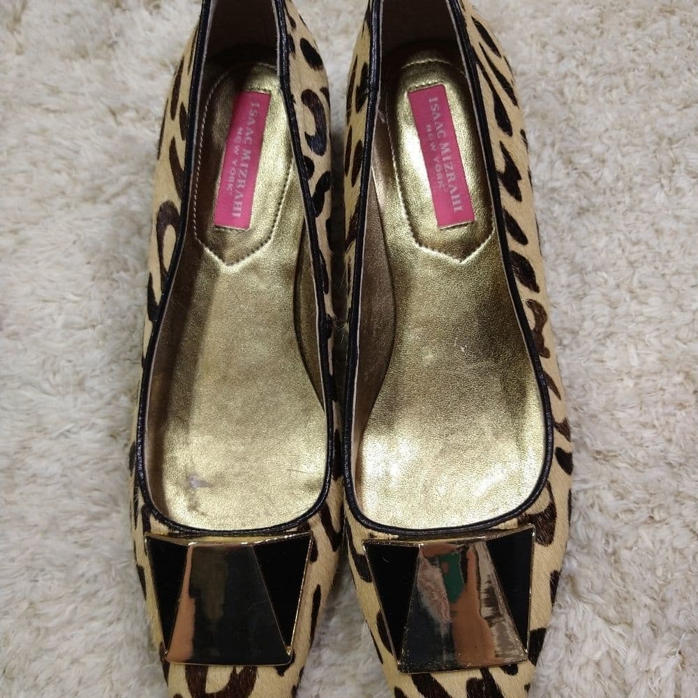 Isaac Mizrahi Calf Hair Animal Print Block Heels