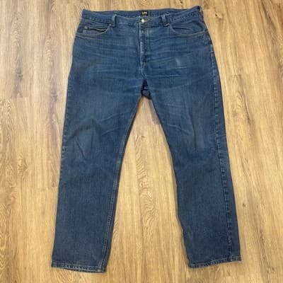 Lee Men's Regular Fit Jeans Blue Denim 46x34 Straight Leg Classic Cotton
