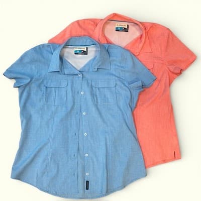 Magellan Fish Gear Women's XL Fishing Shirts Lot of 2 Classic Fit Blue & Coral