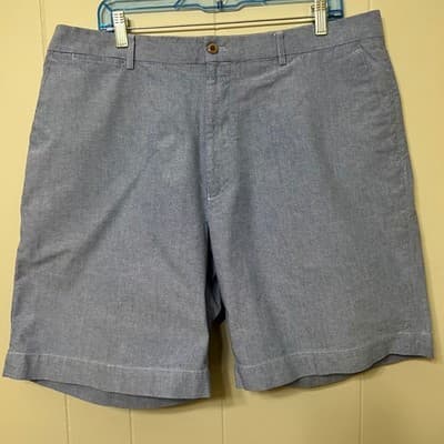 Louis Raphael Rosso Red Blue Cotton Oxford Flat Front Shorts Mens Size 38
