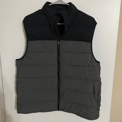 Southern Marsh Mens Puffer Vest Charcoal Grey Black Colorblock Full Zip Large