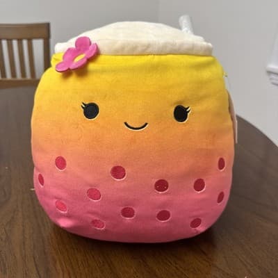Squishmallow Bergit 16" Boba Tea Plush Stuffed Animal Pink Yellow Ombre 2022