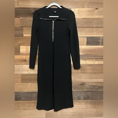 Cache Cœur Black Favo Maternity Nursing Half-Zip Midi Sweater Dress Size Small